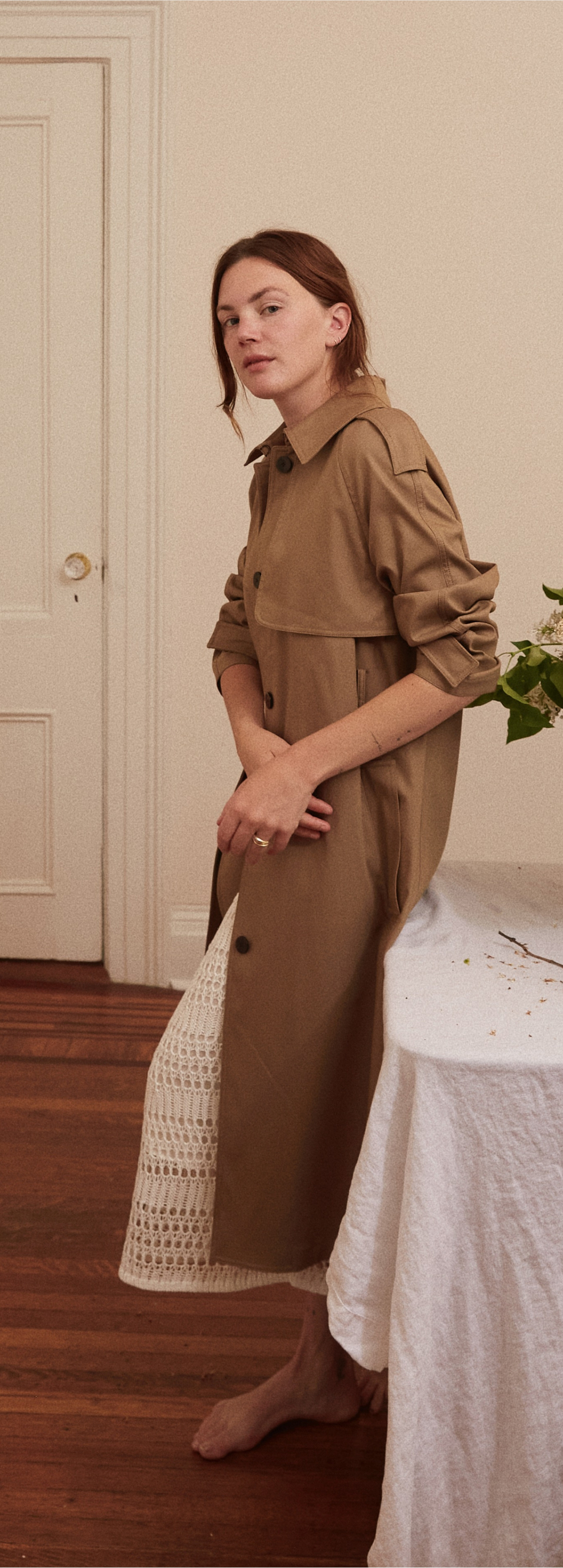 Belted Trench Coat in Technical Twill