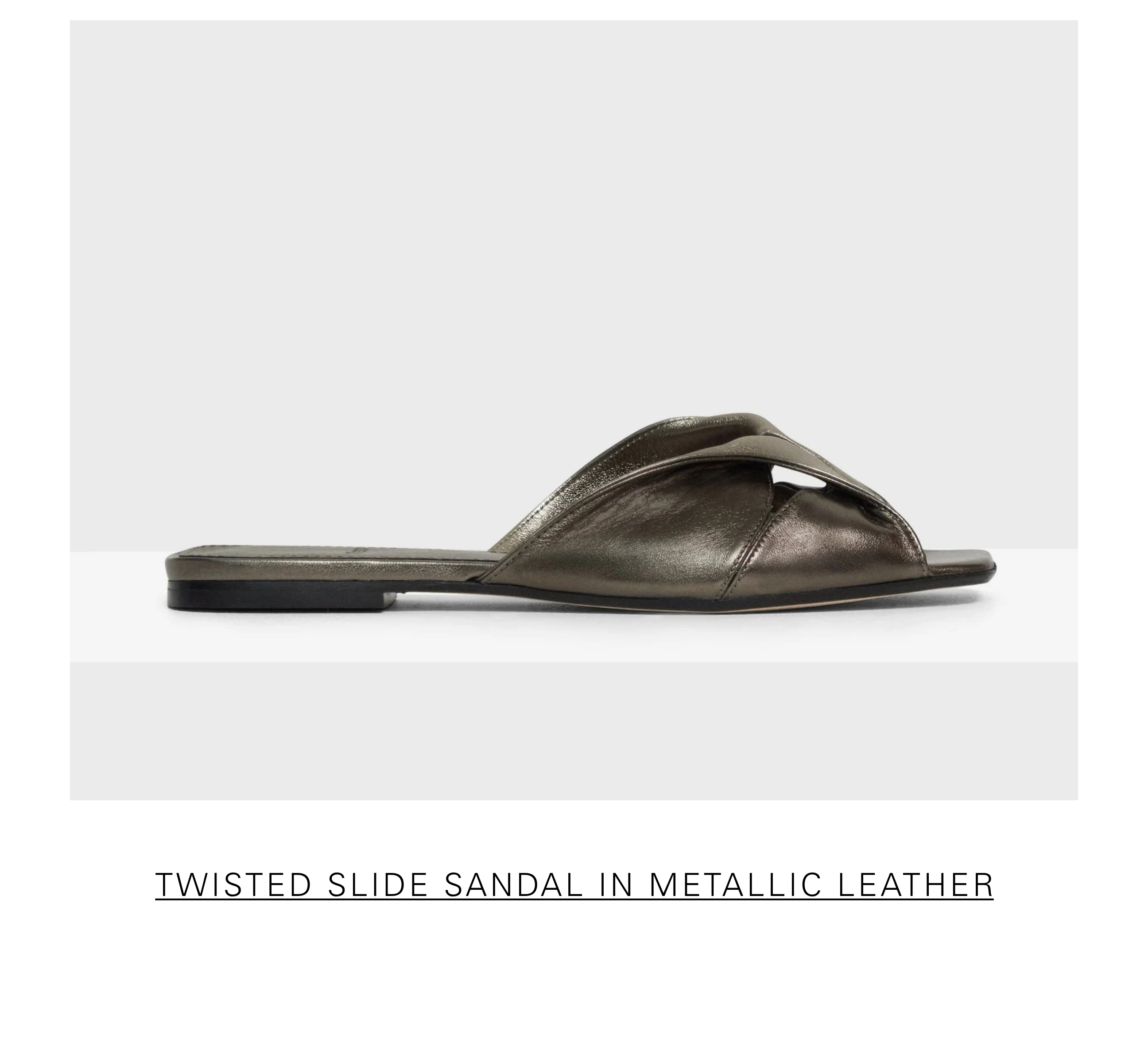 Twisted Slide Sandal in Metallic Leather