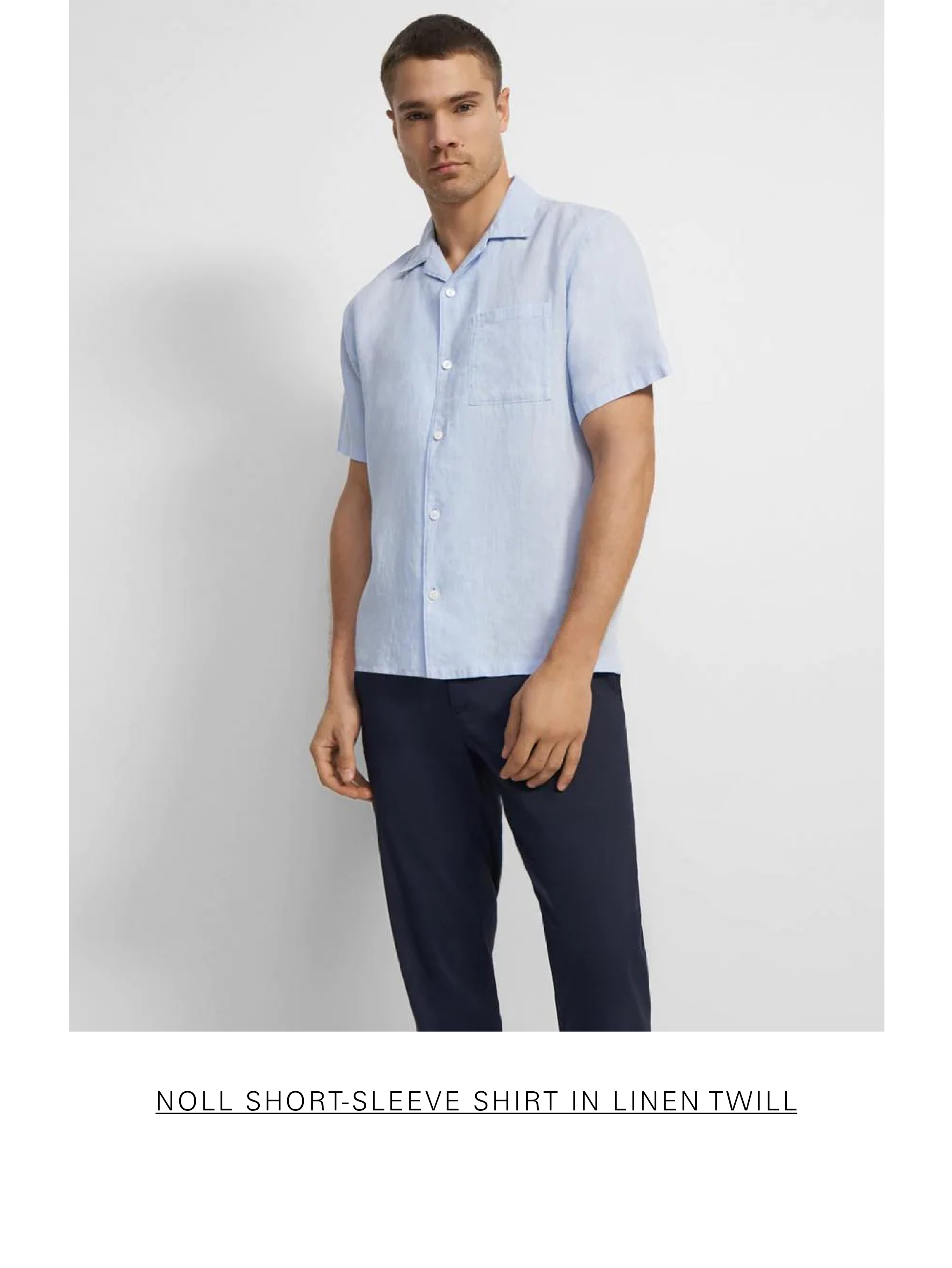 Noll Short-Sleeve Shirt in Linen Twill