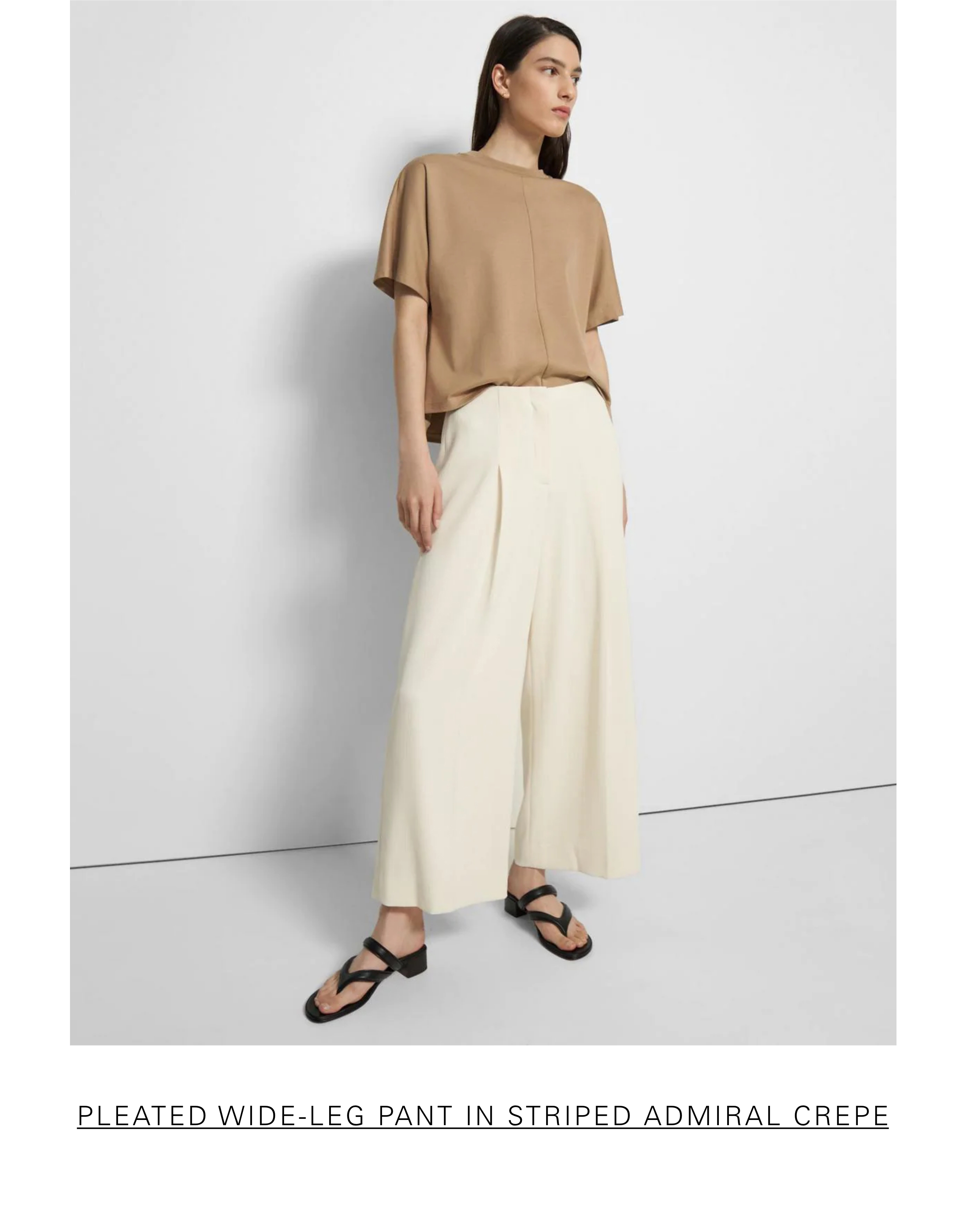 Pleated Wide-Leg Pant in Striped Admiral Crepe