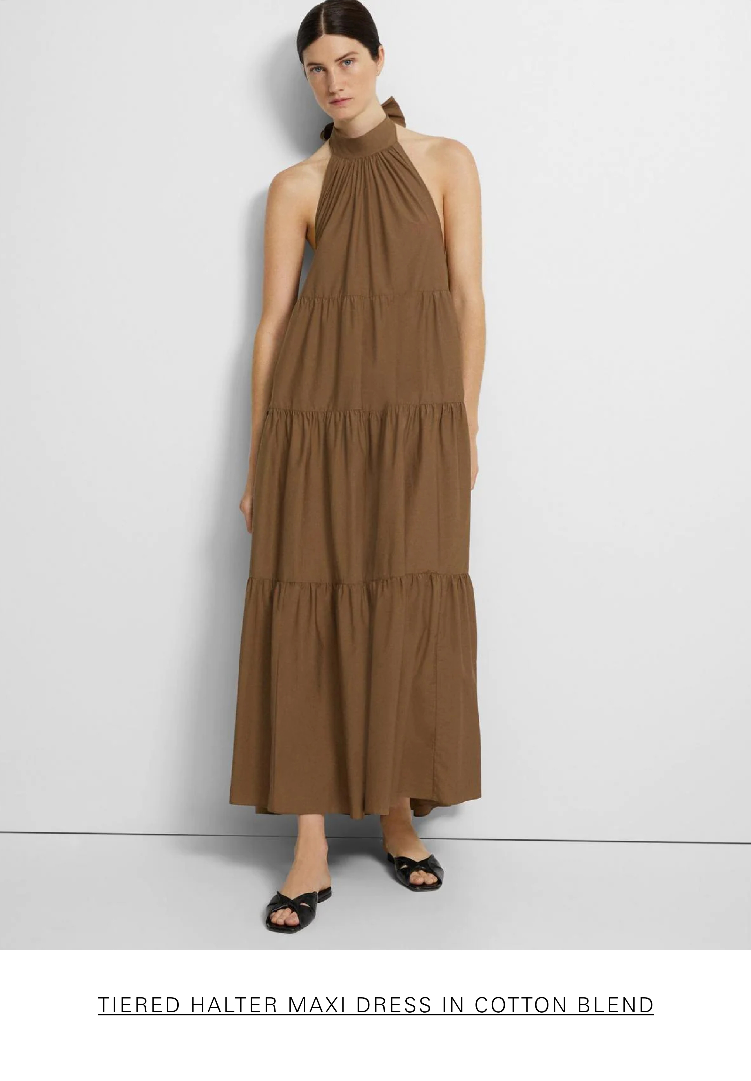 Tiered Halter Maxi Dress in Cotton Blend