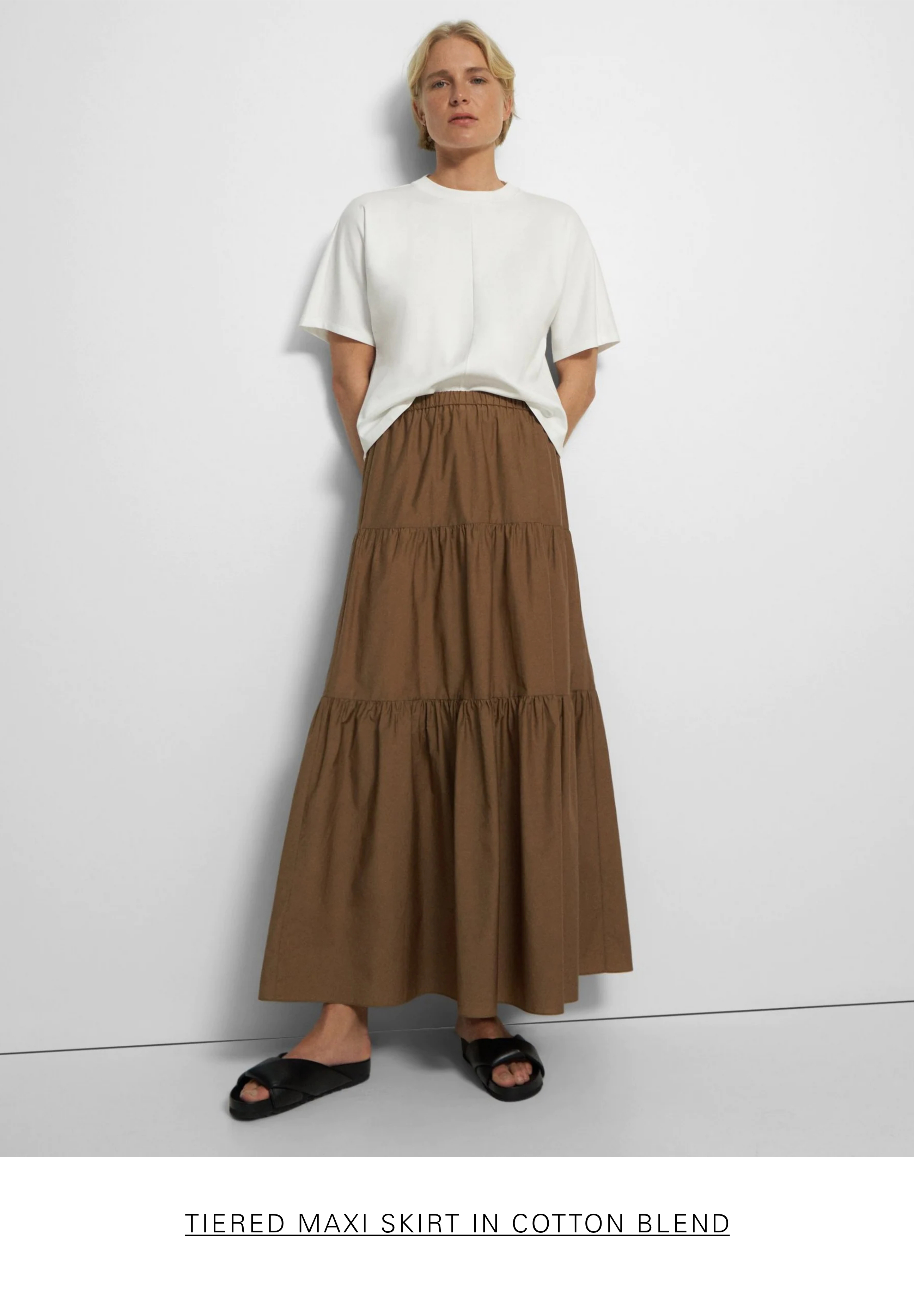 Tiered Maxi Skirt in Cotton Blend