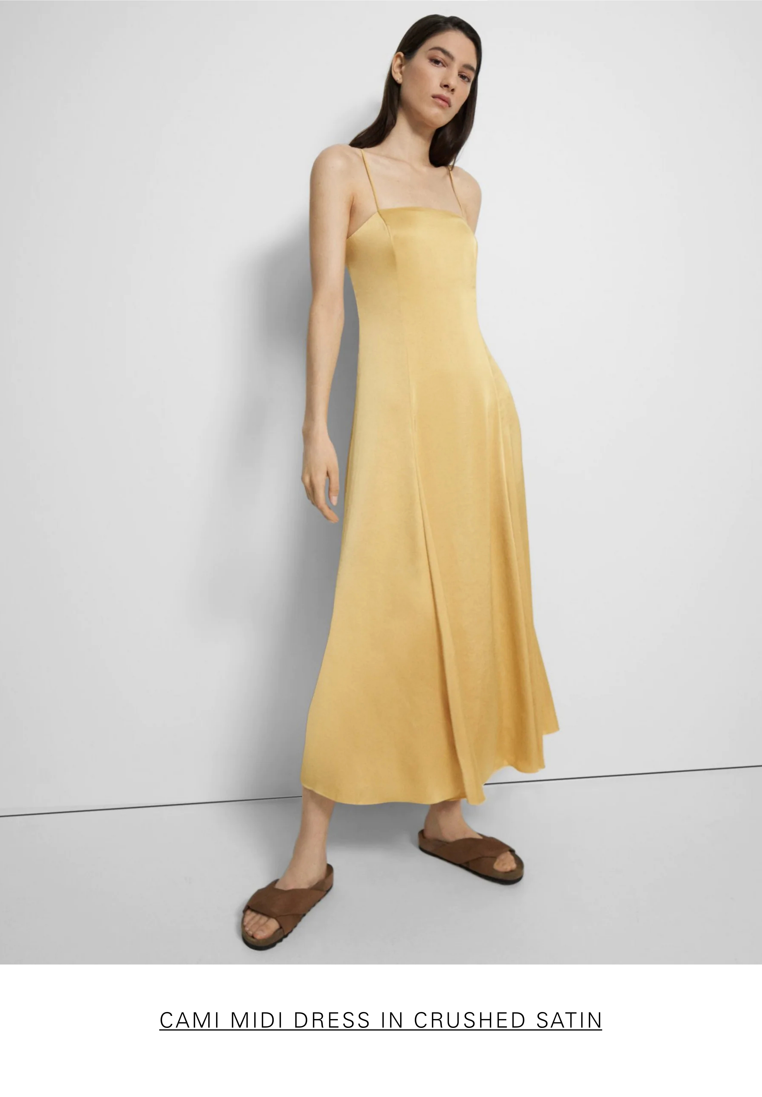 Cami Midi Dress in Crushed Satin