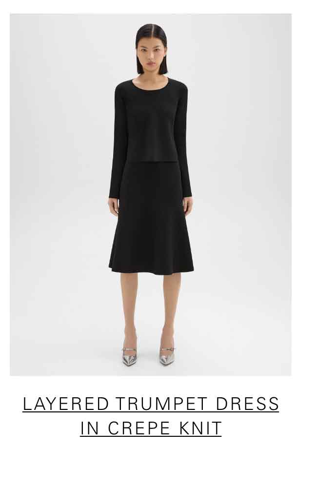 Layered Trumpet Dress in Crepe Knit