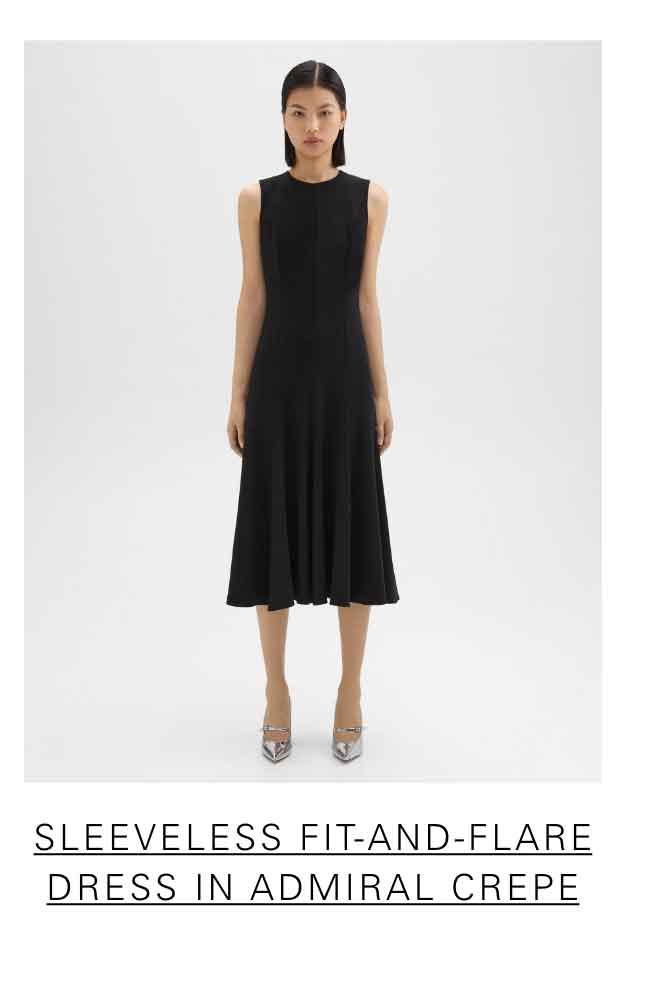 Sleeveless Fit-and-Flare Dress in Admiral Crepe