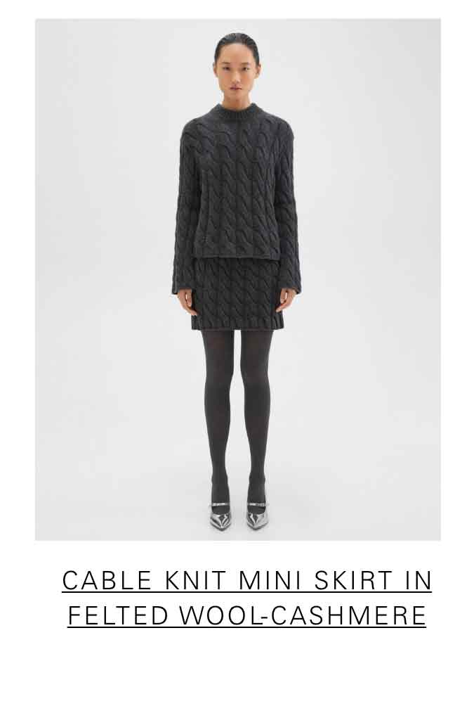 Cable Knit Mini Skirt in Felted Wool-Cashmere