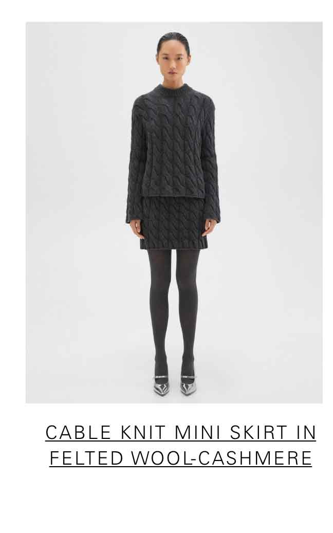 Cable Knit Mini Skirt in Felted Wool-Cashmere