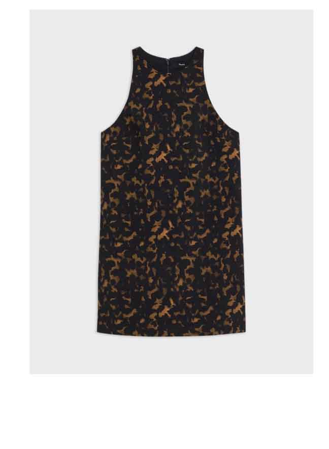 Shift Dress in Tortoiseshell Printed Crepe