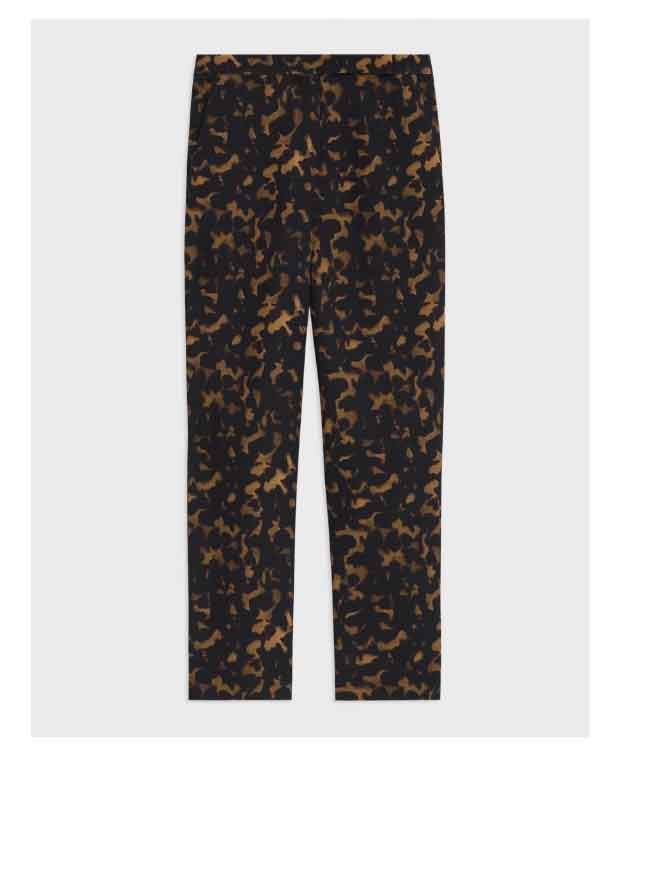 High-Waist Slim Crop Pant in Tortoiseshell Printed Crepe