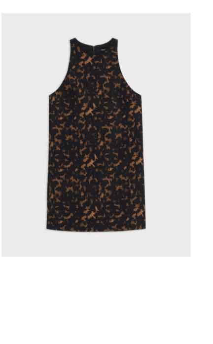 Shift Dress in Tortoiseshell Printed Crepe