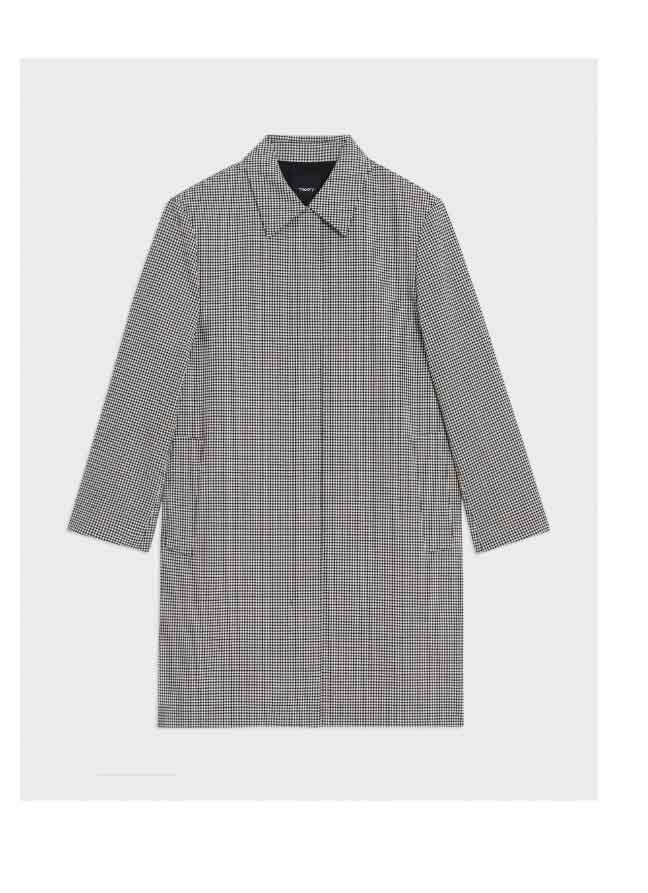 Car Coat in Checked Stretch Wool
