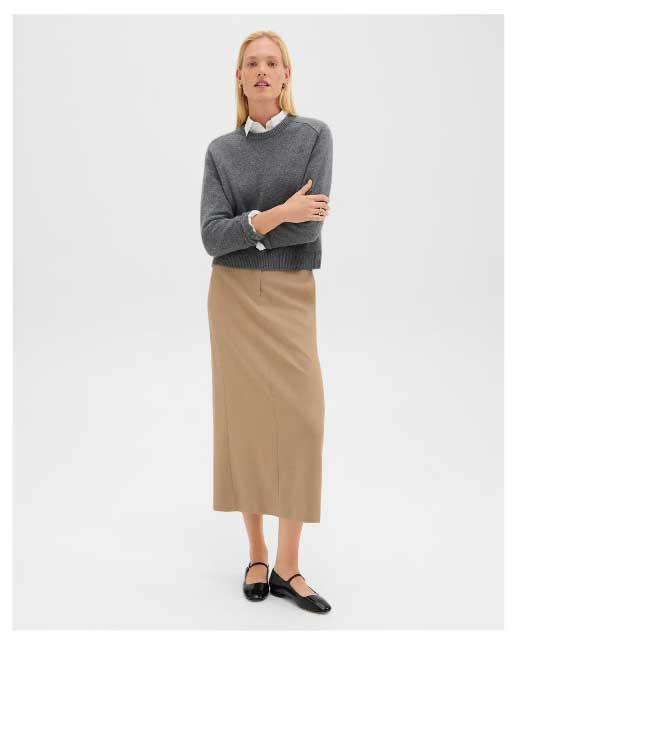 Maxi Trouser Skirt in Stretch Flannel