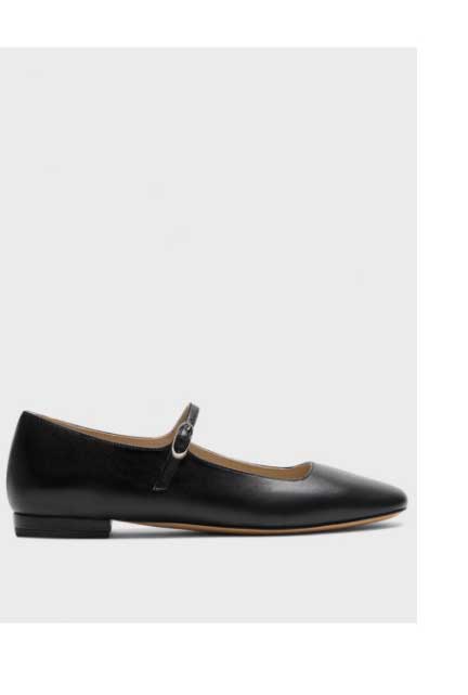 Mary Jane Ballerina Flat in Leather