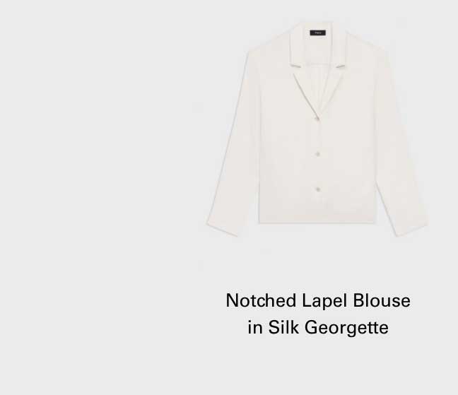 Notched Lapel Blouse in Silk Georgette