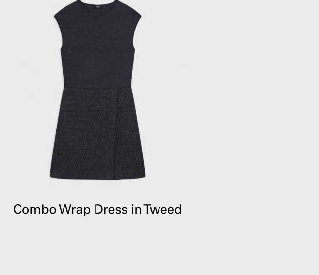 Combo Wrap Dress in Tweed