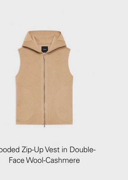 Hooded Zip-Up Vest in Double-Face Wool-Cashmere