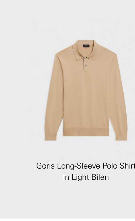 Goris Long-Sleeve Polo Shirt in Light Bilen