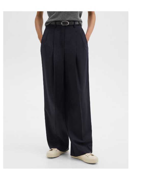 Double Pleat Pant in Sleek Flannel