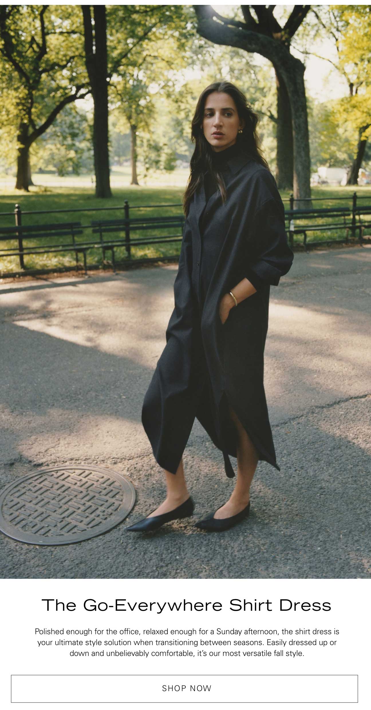 Oversized Shirt Dress in Stretch Flannel