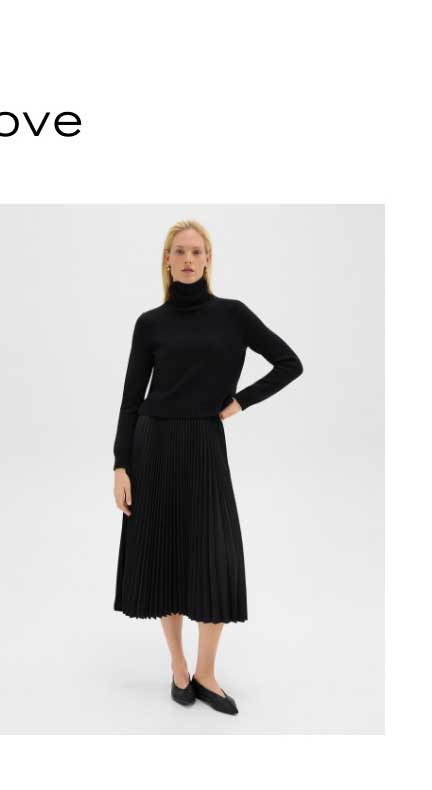 Pleated Combo Dress in Stretch Wool-Blend