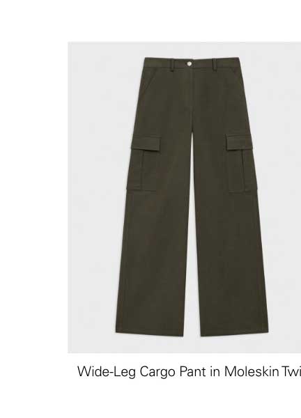 Wide-Leg Cargo Pant in Moleskin Twill