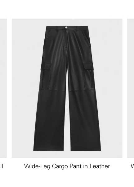 Wide-Leg Cargo Pant in Leather