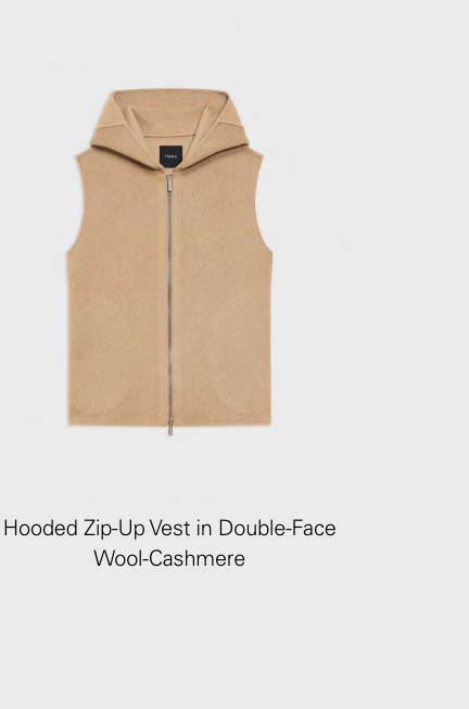 Hooded Zip-Up Vest in Double-Face Wool-Cashmere