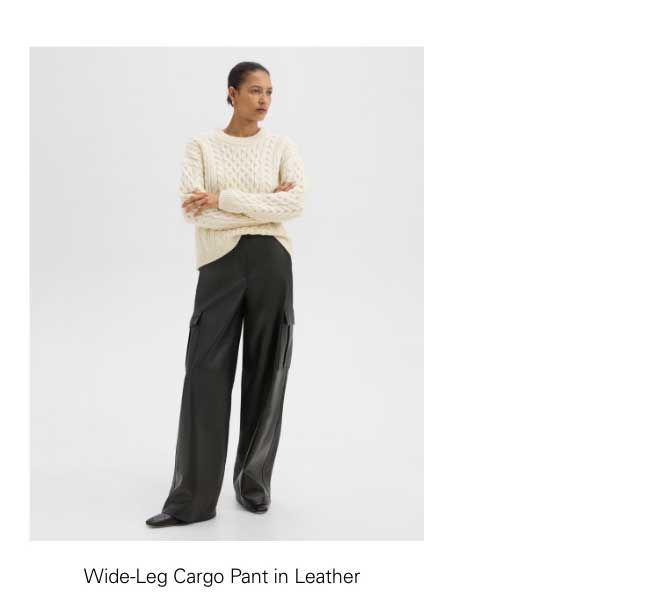 Wide-Leg Cargo Pant in Leather