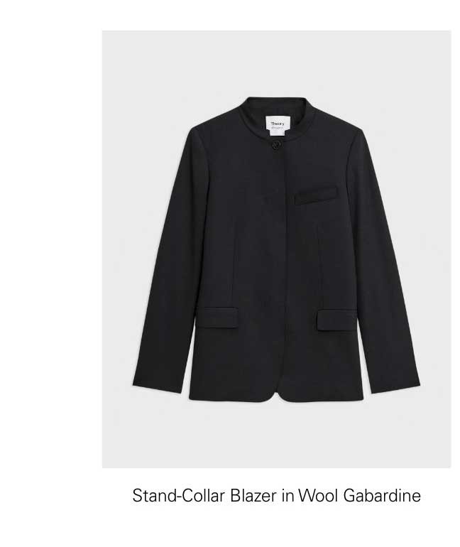 Stand-Collar Blazer in Wool Gabardine