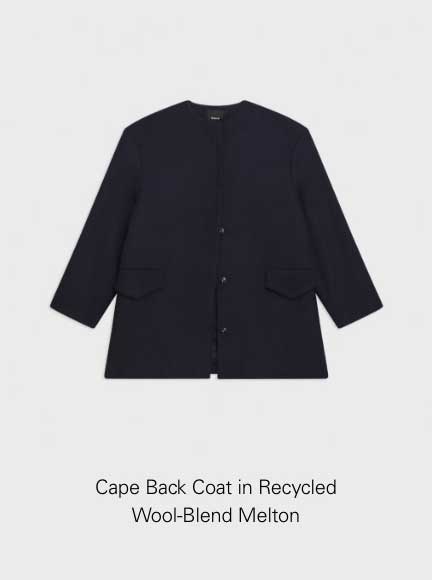 Cape Back Coat in Recycled Wool-Blend Melton