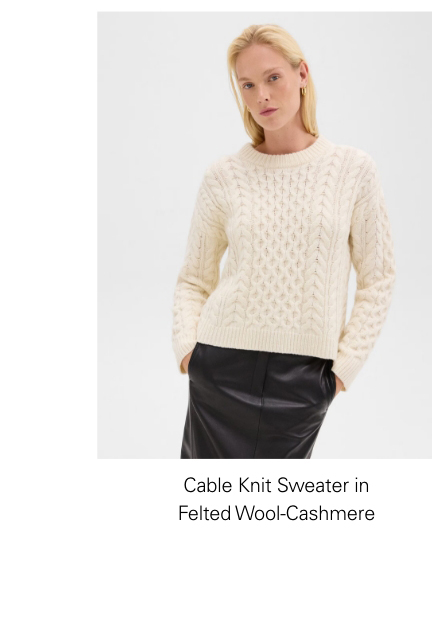 Cable Knit Sweater in Felted Wool-Cashmere