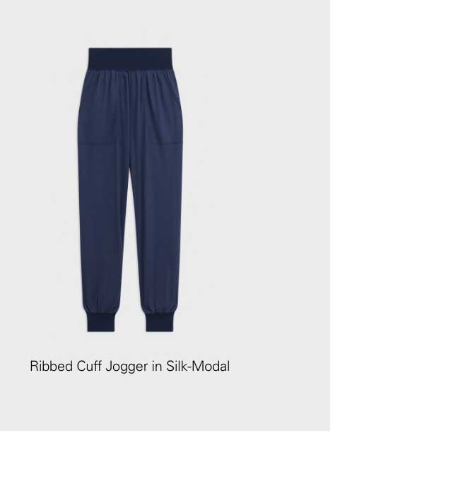 Ribbed Cuff Jogger in Silk-Modal