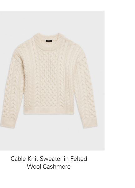 Cable Knit Sweater in Felted Wool-Cashmere