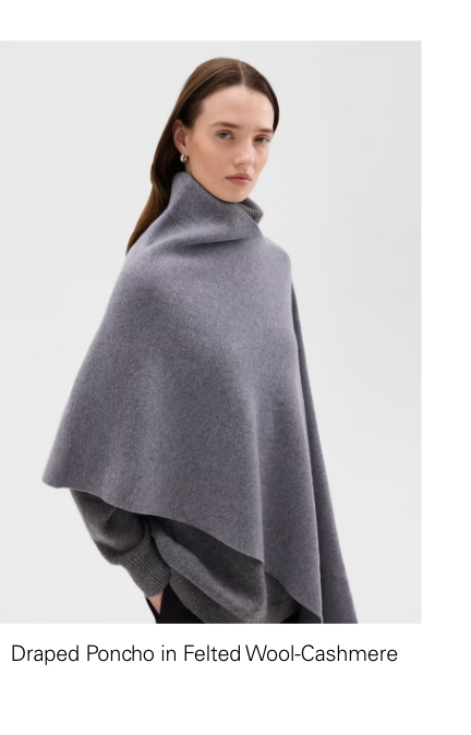 Draped Poncho in Felted Wool-Cashmere