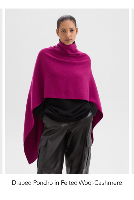 Draped Poncho in Felted Wool-Cashmere