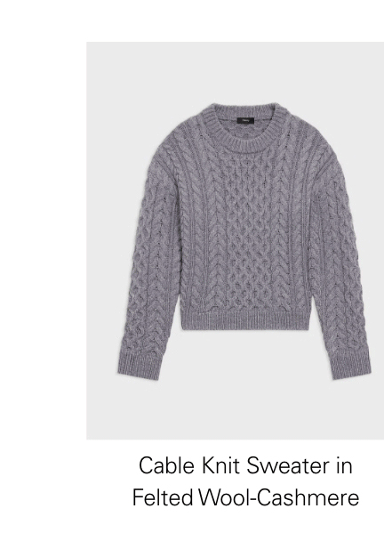 Cable Knit Sweater in Felted Wool-Cashmere