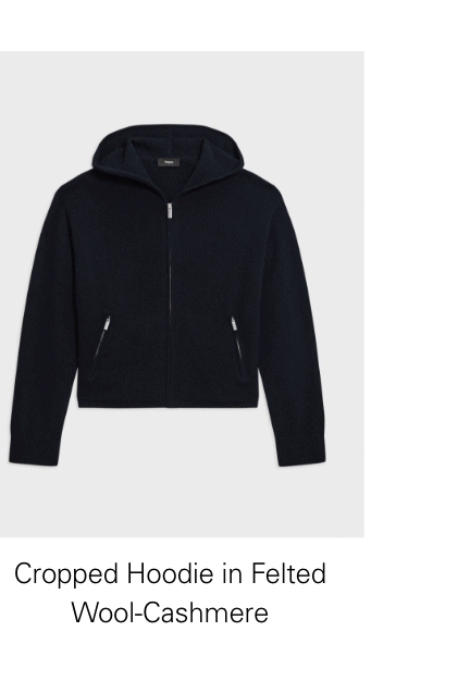 Cropped Hoodie in Felted Wool-Cashmere