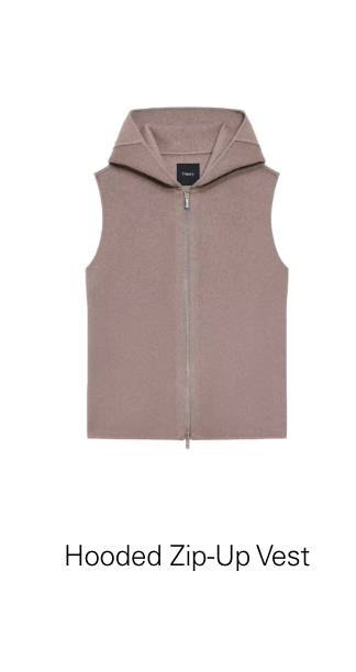 Hooded Zip-Up Vest in Double-Face Wool-Cashmere