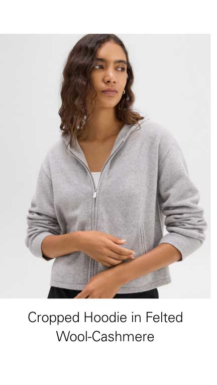 Cropped Hoodie in Felted Wool-Cashmere