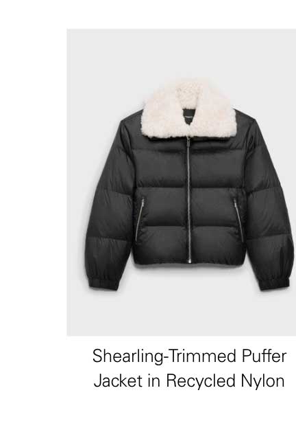 Shearling-Trimmed Puffer Jacket in Recycled Nylon