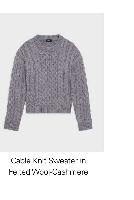 Cable Knit Sweater in Felted Wool-Cashmere