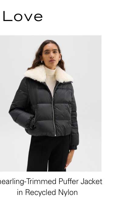 Shearling-Trimmed Puffer Jacket in Recycled Nylon