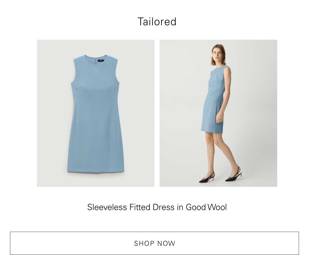 Sleeveless Fitted Dress in Good Wool