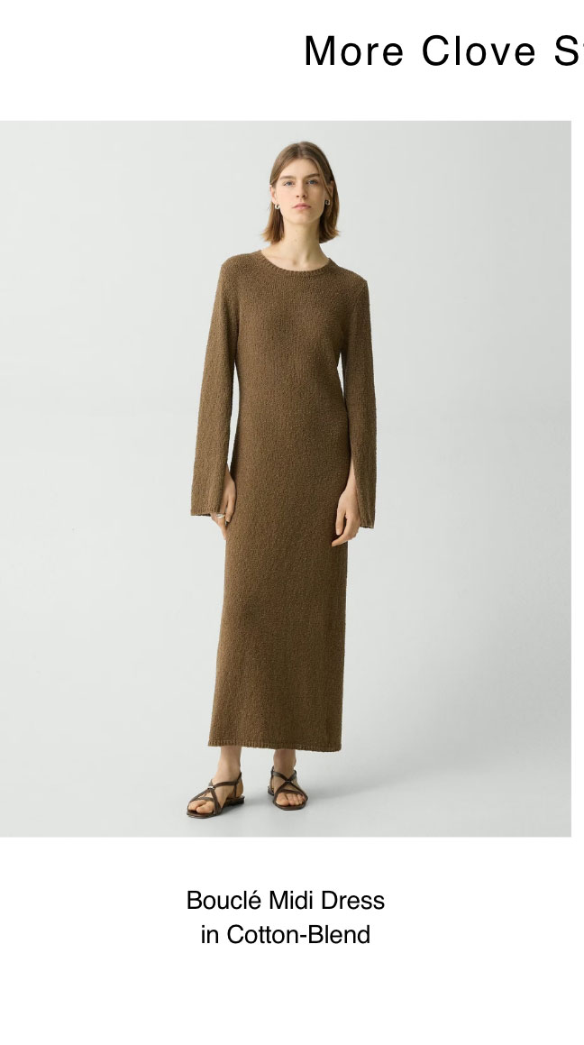 Bouclé Midi Dress in Cotton-Blend