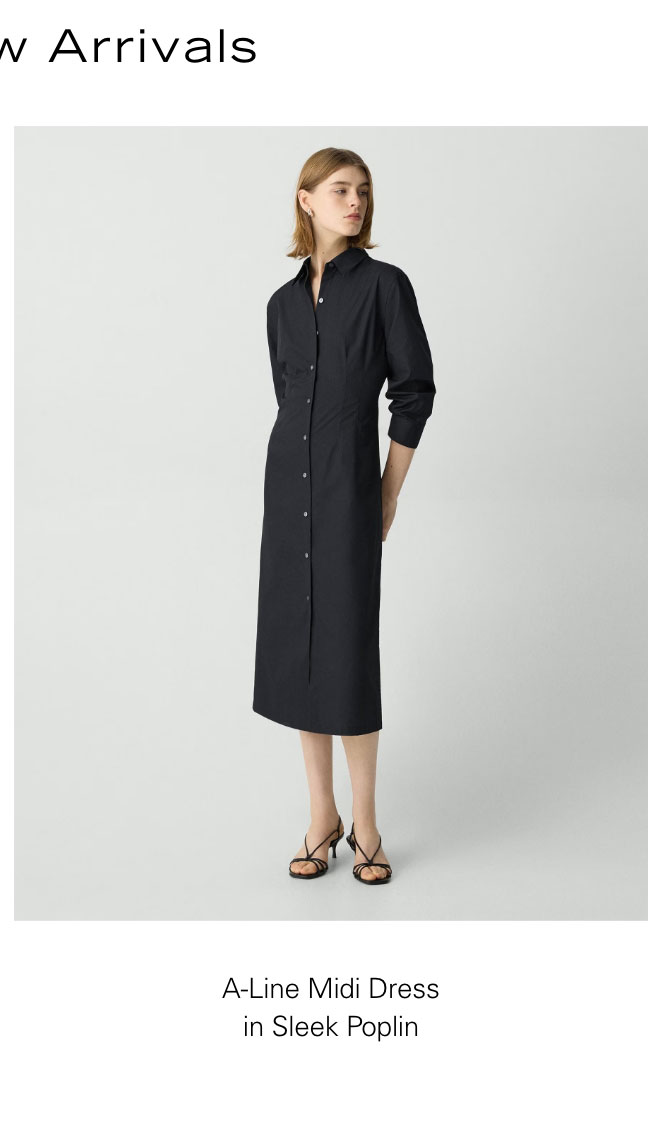 A-Line Midi Dress in Sleek Poplin