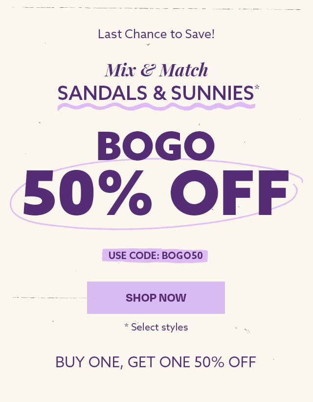 Last chance to save - BOGO 50% off