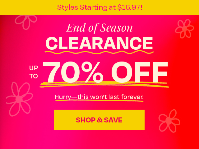 Clearance Up To 70% Off