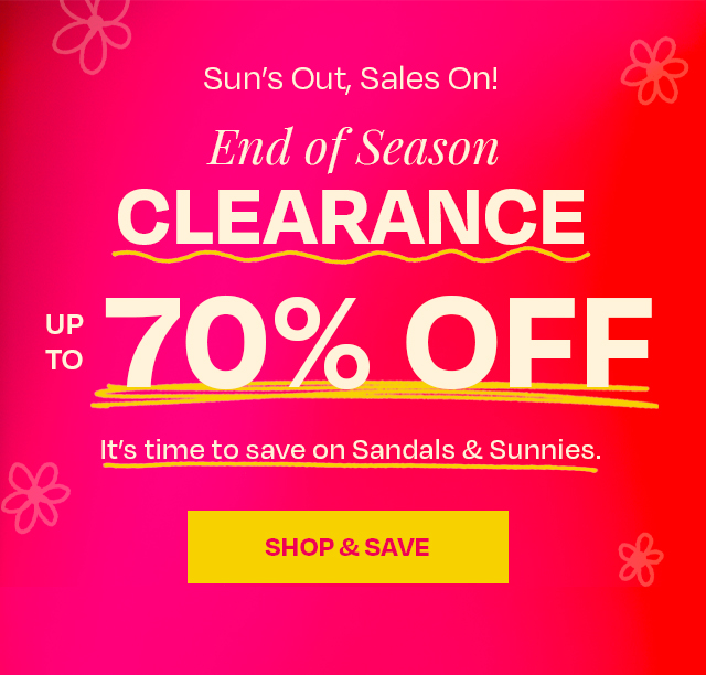 End of season clearance - up to 70% off