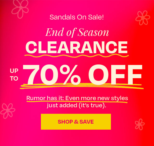 End of season clearance - up to 70% off