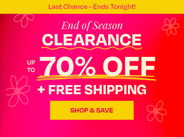 End of season clearance - up to 70% off